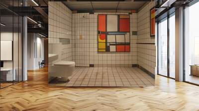 a bathroom in a house with a mosaic wall Wall mural