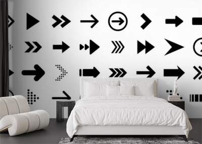 Arrows big black set icons. Arrow icon. Arrow vector collection. Arrow. Cursor. Modern simple arrows. Vector illustration. Wall mural