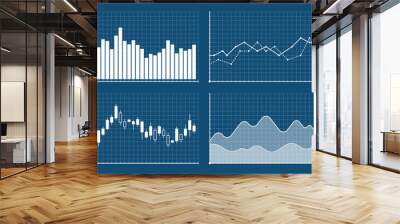 Bar graph and line graph templates, business infographics, vector illustration. Graphs and charts set. Statistic and data, information infographic. Wall mural