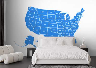 Blank similar USA map isolated on white background. United States of America usa country. Vector template usa for website, design, cover, infographics. Graph illustration. Wall mural