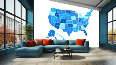 Blank similar USA map isolated on white background. United States of America usa country. Vector template usa for website, design, cover, infographics. Graph illustration. Wall mural