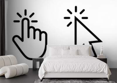 Computer mouse click cursor gray arrow icons set and loading icons. Cursor icon. Vector illustration. Mouse click cursor collection. Wall mural