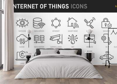 Internet of things web icons in line style. Digital technology, data, network, cloud computing, business, collection. Vector illustration. Wall mural