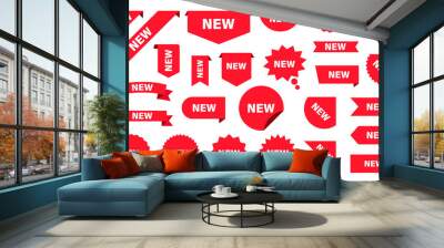 new label collection set. sale tags. discount red ribbons, banners and icons. shopping tags. sale ic Wall mural