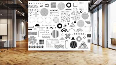 set of 100 geometric shapes. memphis design, retro elements for web, vintage, advertisement, commerc Wall mural