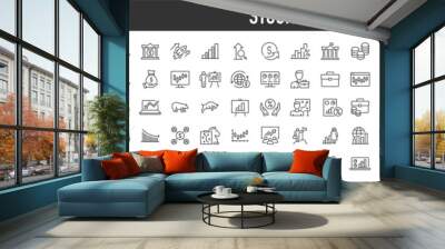 Set of 100 Stock Market web icons in line style. Investment, finance, table, bear, bull, stock exchange, profits, trading, growth ,collection. Vector illustration. Wall mural