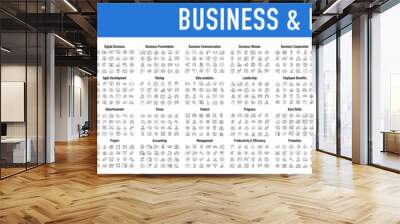 Set of 1500 Business icons. Business and Finance web icons in line style. Money, bank, meeting, vision, fintech, management, strategy, infographic. Icon collection. Vector illustration. Wall mural