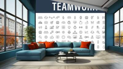 Set of 330 Teamwork and Business People web icons in line style. Team Work, people, support, business. Vector illustration. Wall mural