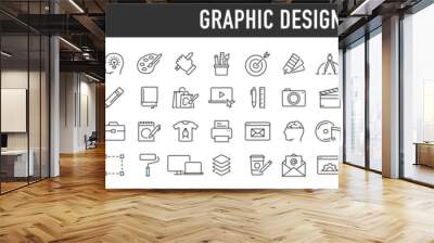 set of 60 graphic design web icons in line style. icons for graphic designer, creative package, stat Wall mural