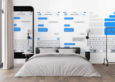 smartphone chatting sms template bubbles. sms chat composer. place your own text to the message. pho Wall mural