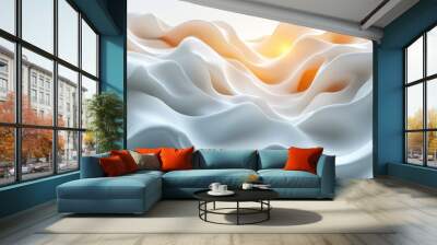 Abstract White Wave with Warm Glow Wall mural