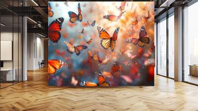 Monarch Butterflies in Flight Wall mural