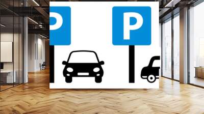  Car parking sign in different variations.Parking icon set .Location parking sign for car.Vector
 Wall mural