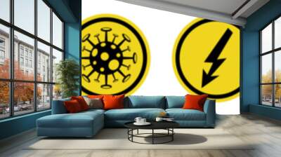  Danger sign collection, Warning Symbol set.,Atomic Danger Icon, Nuclear Radiation Icon, Toxic icons .Vector Illustration Wall mural