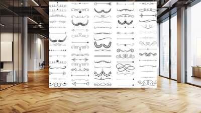 Set of Calligraphic line design elements. Decoration elements.Hand drawn line design elements.Vector Illustration Wall mural