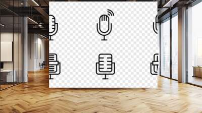 Set of Linear Microphone Pictograms for Audio Recording and Broadcasting Wall mural