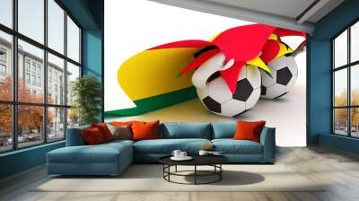 Two soccer balls hold Ghana flag Wall mural