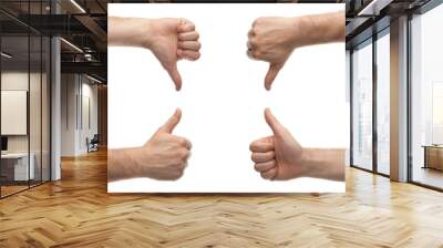 front and back male hands showing thumbs up and down Wall mural