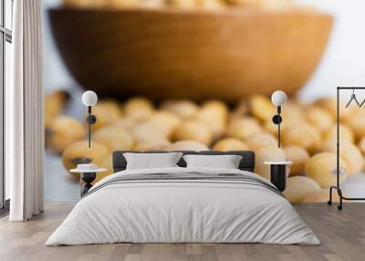 Close up shoot of soybeans on a wooden cup Wall mural