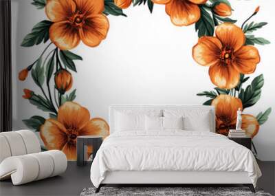 Orange Flower Wreath Illustration Wall mural