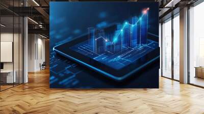 Financial stock market or business growth concept. Business analysis charts with economic growth graphs digital. Graph and stock market data on a digital technology concept. Business development Wall mural