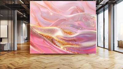 Pink and gold. Ethereal pink and gold background with sparkling glitter. Surrealistic illustration of light pink and gold. Abstract background with space for text Wall mural