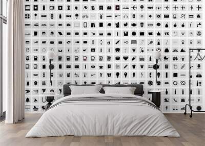 Set of 500 Quality icon. Vector Black and white Wall mural