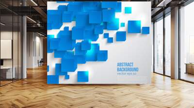 Vector  square. Abstract background card and blue. 3d Wall mural