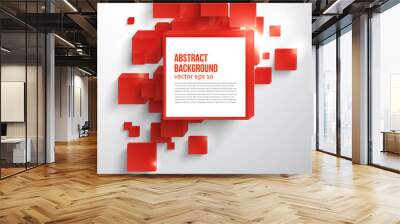 Vector  square. Abstract background card and red. 3d Wall mural