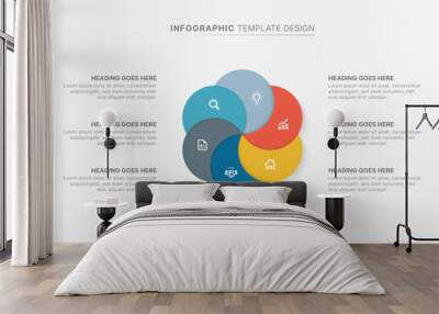 Circle Round Infographic Design Template with Six Options Wall mural