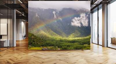 Rainbow in a Bhutanese Valley Wall mural