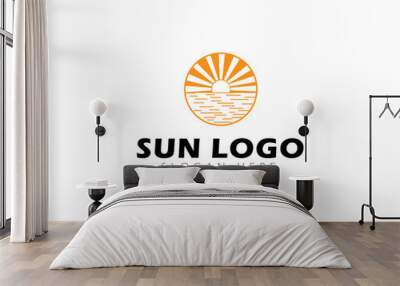 Abstract Sun Logo. Geometric Lines of Sunburst. Flat Vector Logo Design Template Element for Nature and Vacation Logos. Wall mural