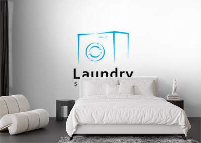 Laundry Logo designs, Cloth Wash logo designs concept vector template Wall mural