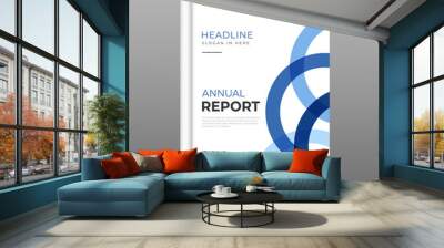 Modern blue gradient annual report business template flyer design Wall mural