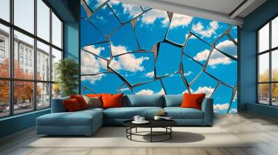 Blue Sky Reflected in a Mosaic of Mirrors Wall mural