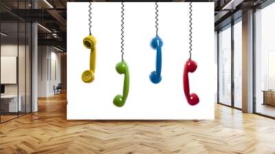 Colored vintage phones Wall mural