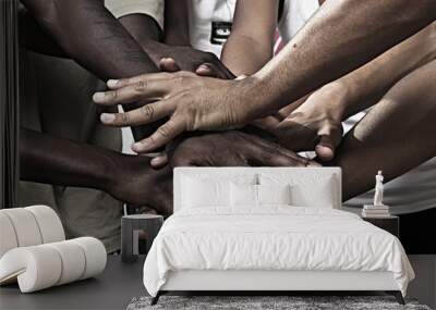 Hands together in union Wall mural