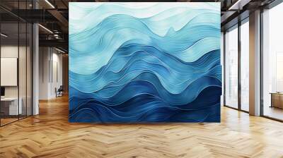 Abstract water ocean wave, blue, aqua, teal texture. Blue and white water wave web banner Graphic Resource as background for ocean wave abstract. Vita backdrop for copy space text Wall mural