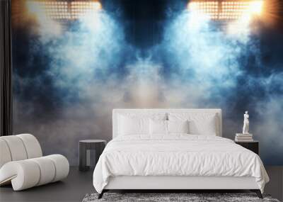 Bright stadium arena lights and smoke Wall mural