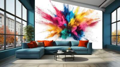 Colorful rainbow holi paint splash, color powder explosion Wall mural