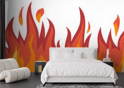 Seamless fire and flames border Wall mural