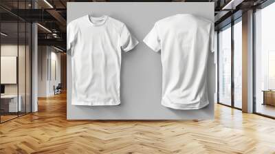 T-shirt mockup. White blank t-shirt front and back views. male clothes wearing clear attractive apparel tshirt models template Wall mural