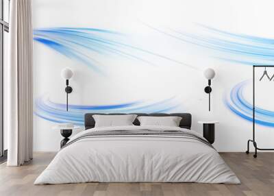 Blue wave curved lines for presentations, illustration of articles and publications on technological trends and innovations, covers of technological magazines. Light arc in blue colors.	 Wall mural