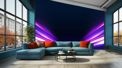 Horizontal speed lines connection vector background. Futuristic dynamic motion technology blue glowing lines air flow effect.	 Wall mural