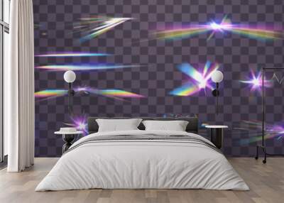 Light effect of rainbow retro film for use over photos as an overlay or screen filter.  Transparent refractive elements reflecting the rainbow crystal. Vector illustration. Wall mural