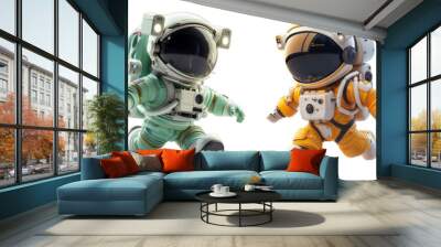 set 3d cartoon character animation, cute little astronaut, generative ai Wall mural