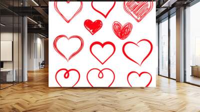 Vector hearts set. Hand drawn. Wall mural