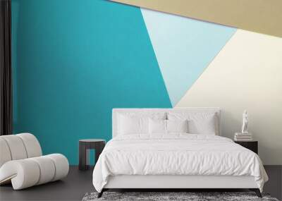 Abstract geometric paper background of pastel brown, blue and beige colors Wall mural