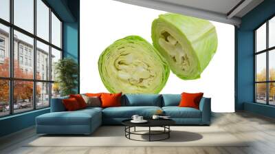 Green young fresh cabbage isolated on white background Wall mural