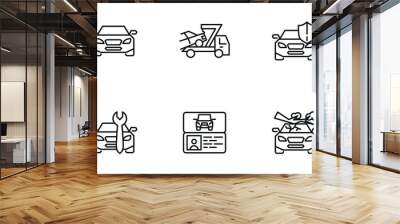 Auto insurance line icons set, car insurance outline vector symbol collection, linear style pictogram pack.  Wall mural